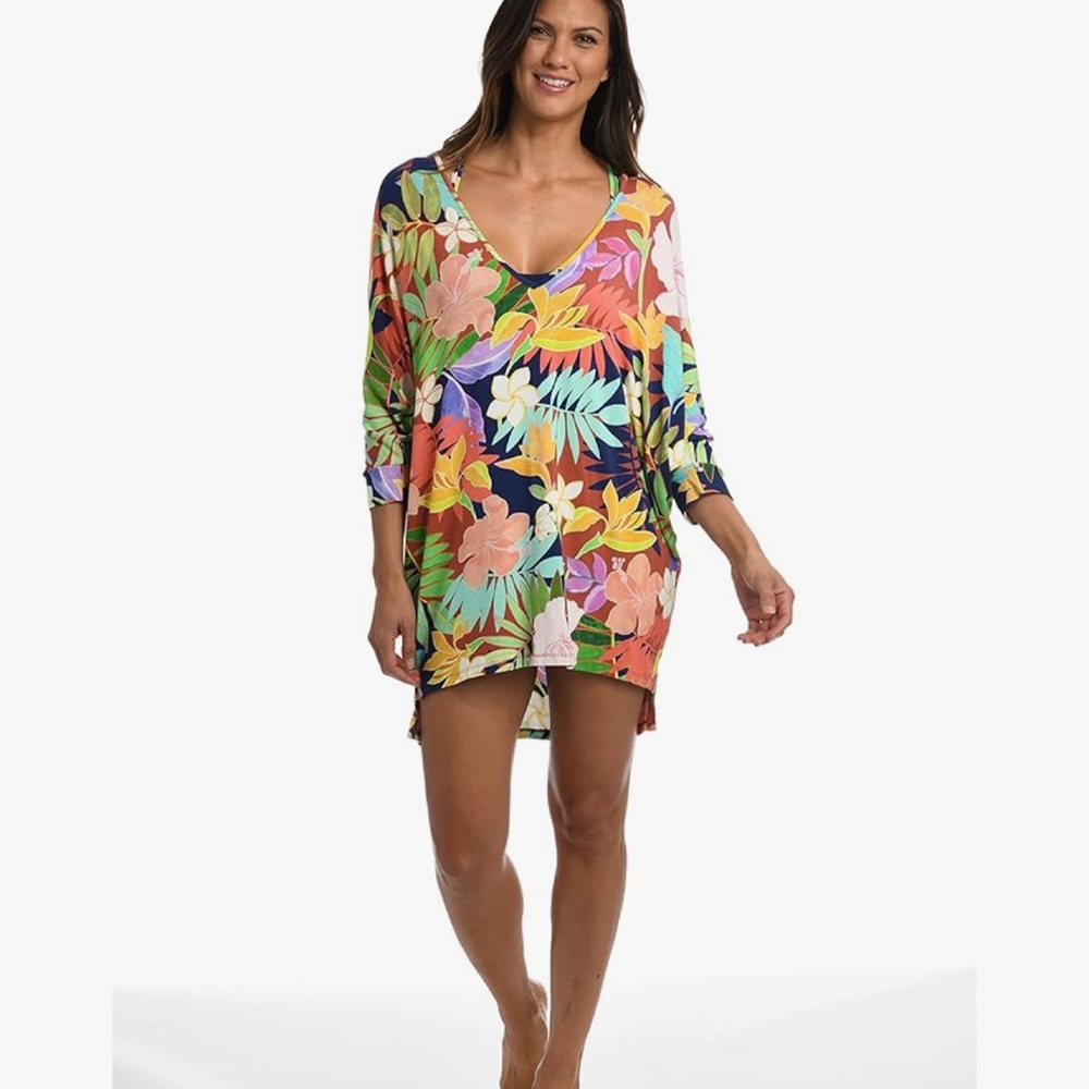 Citrus Tunic Swimsuit Cover Up Print In The Tropics Size XS Oversized NEW